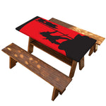 Red Sun Samurai Print Picnic Table Cover