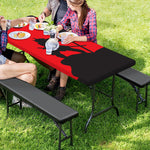 Red Sun Samurai Print Picnic Table Cover