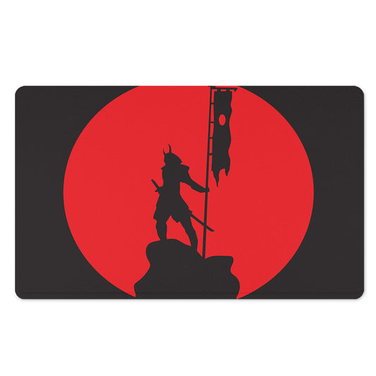 Red Sun Samurai Print Polyester Doormat