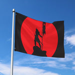 Red Sun Samurai Print Polyester Flag