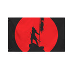 Red Sun Samurai Print Polyester Flag