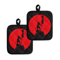 Red Sun Samurai Print Pot Holders