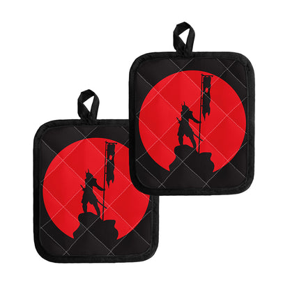 Red Sun Samurai Print Pot Holders