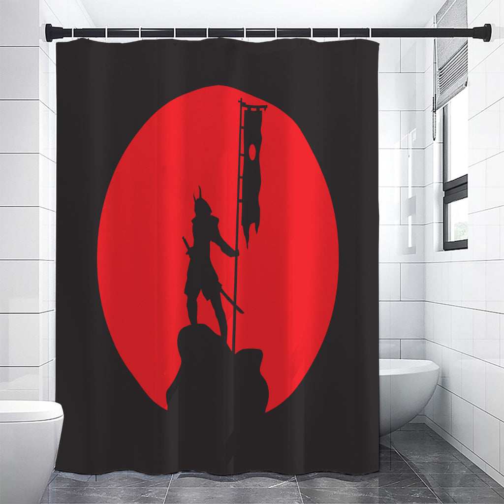 Red Sun Samurai Print Premium Shower Curtain