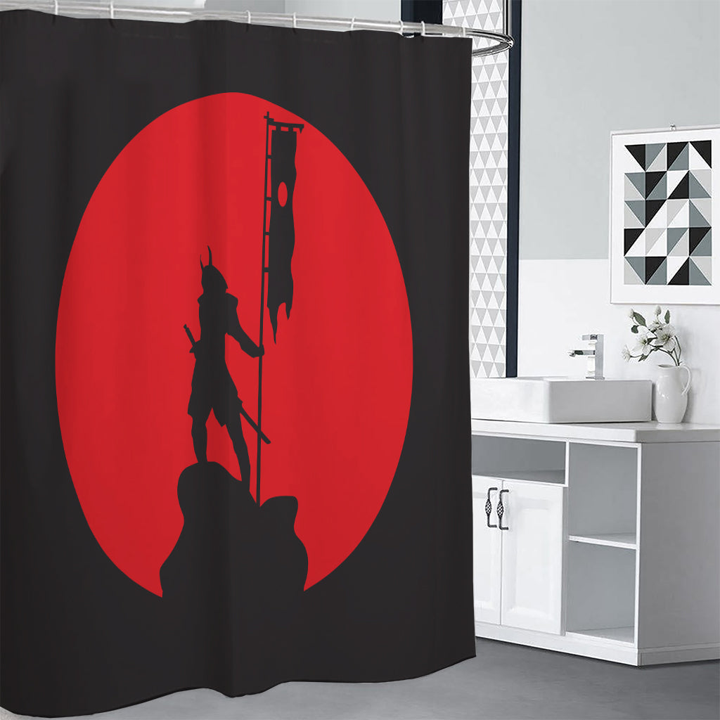 Red Sun Samurai Print Premium Shower Curtain