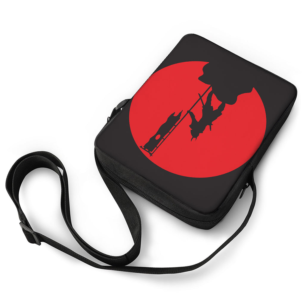 Red Sun Samurai Print Rectangular Crossbody Bag