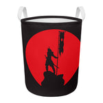 Red Sun Samurai Print Round Laundry Basket