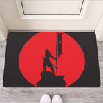 Red Sun Samurai Print Rubber Doormat
