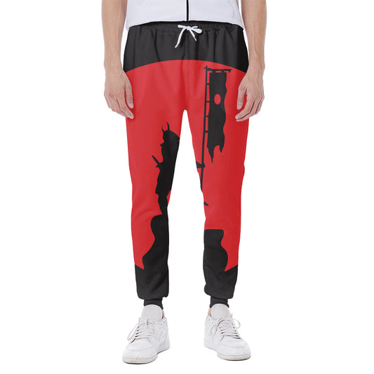 Red Sun Samurai Print Scuba Joggers