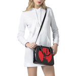 Red Sun Samurai Print Shoulder Handbag