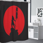 Red Sun Samurai Print Shower Curtain