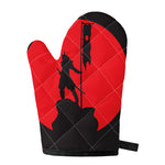 Red Sun Samurai Print Single Oven Mitt