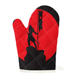Red Sun Samurai Print Single Oven Mitt