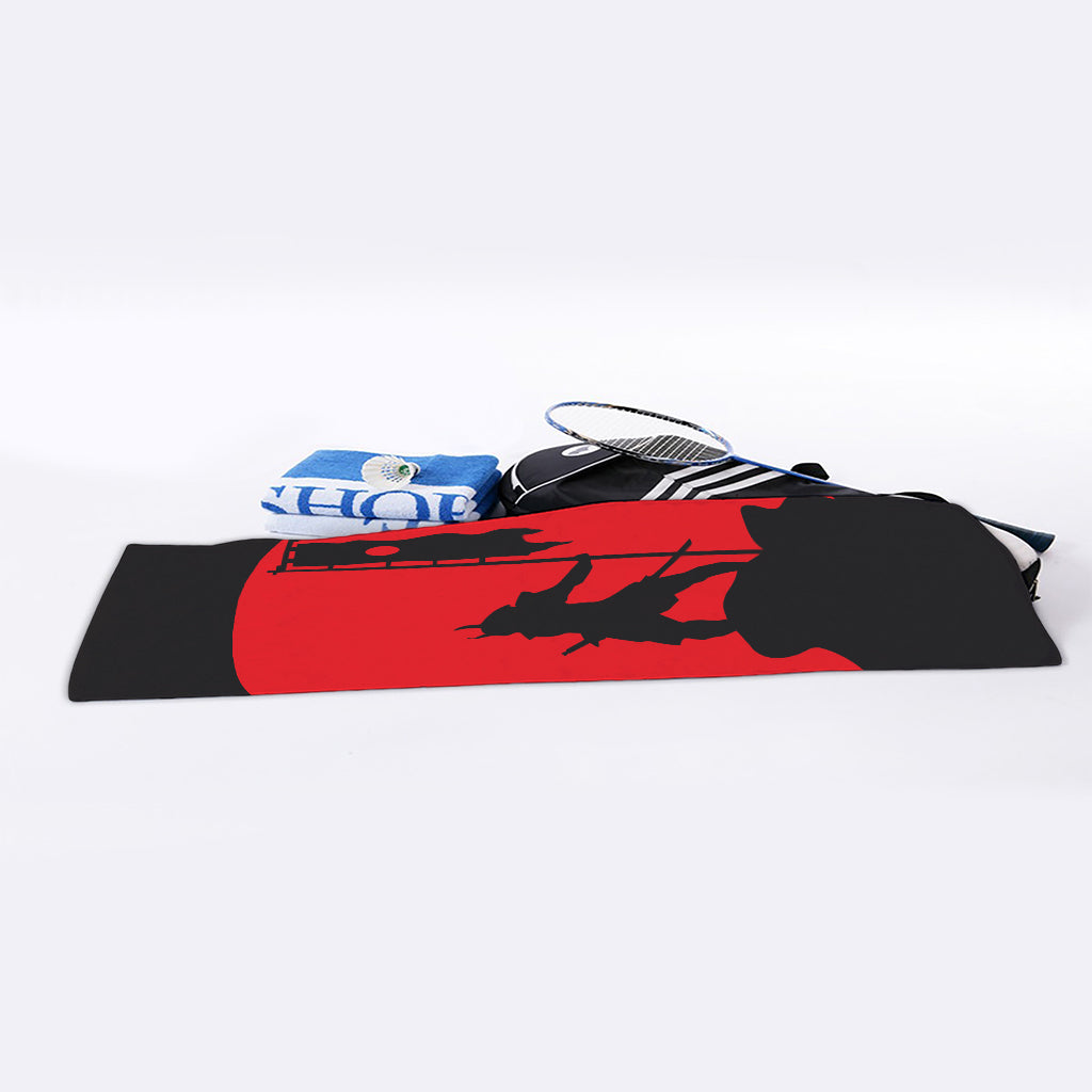 Red Sun Samurai Print Sports Towel