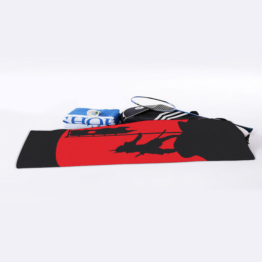 Red Sun Samurai Print Sports Towel