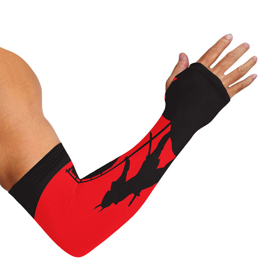 Red Sun Samurai Print Sun Protection Arm Sleeves