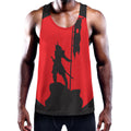 Red Sun Samurai Print Men's Workout Tank Top