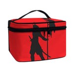 Red Sun Samurai Print Travel Makeup Bag