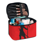 Red Sun Samurai Print Travel Makeup Bag