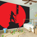Red Sun Samurai Print Wall Sticker