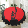 Red Sun Samurai Print Waterproof Round Tablecloth