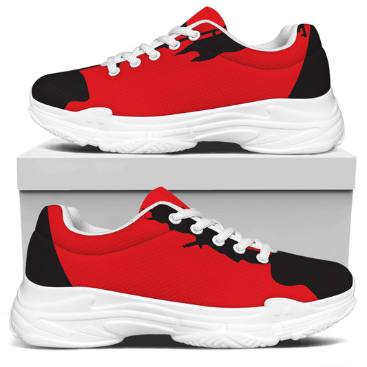 Red Sun Samurai Print White Chunky Shoes