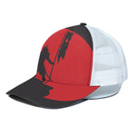 Red Sun Samurai Print White Mesh Trucker Cap