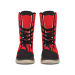Red Sun Samurai Print Winter Boots
