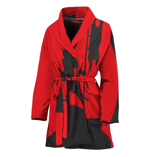 Red Sun Samurai Print Women's Bathrobe