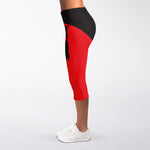 Red Sun Samurai Print Women's Capri Leggings