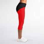 Red Sun Samurai Print Women's Capri Leggings