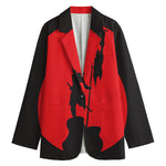 Red Sun Samurai Print Women's Cotton Blazer