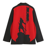 Red Sun Samurai Print Women's Cotton Blazer