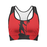 Red Sun Samurai Print Women's Sports Bra