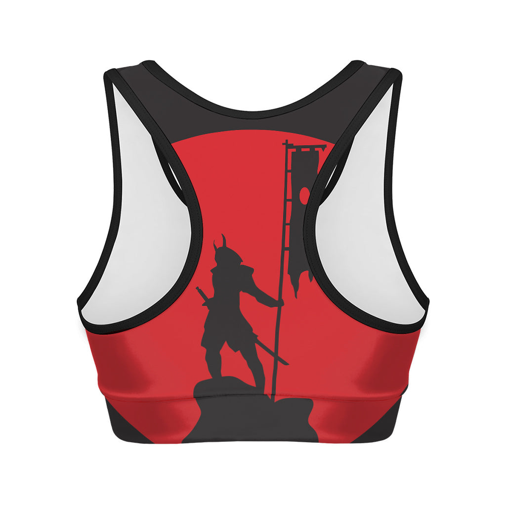 Red Sun Samurai Print Women's Sports Bra