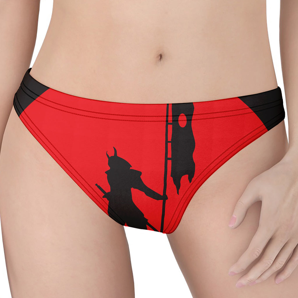 Red Sun Samurai Print Women's Thong