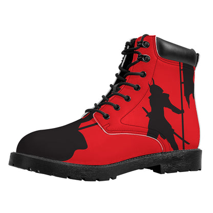 Red Sun Samurai Print Work Boots