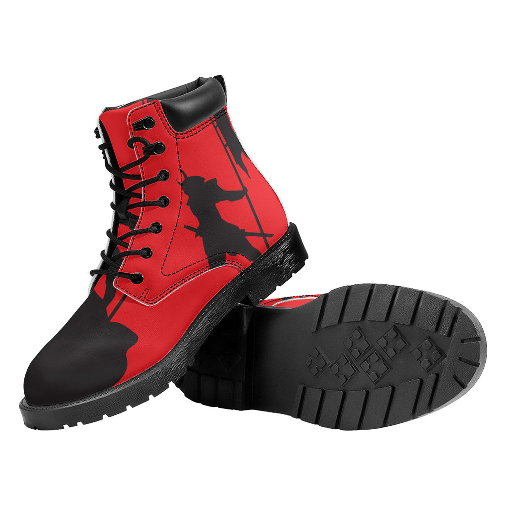 Red Sun Samurai Print Work Boots