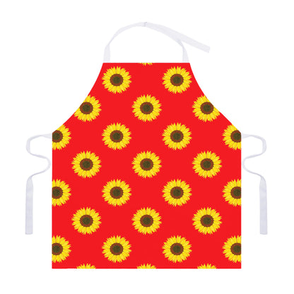 Red Sunflower Pattern Print Adjustable Apron