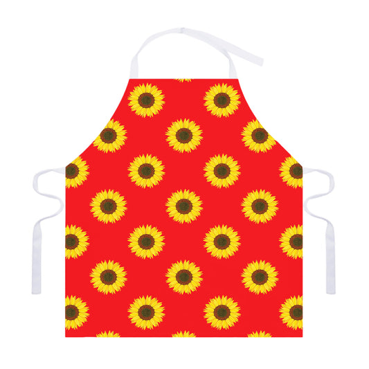 Red Sunflower Pattern Print Adjustable Apron