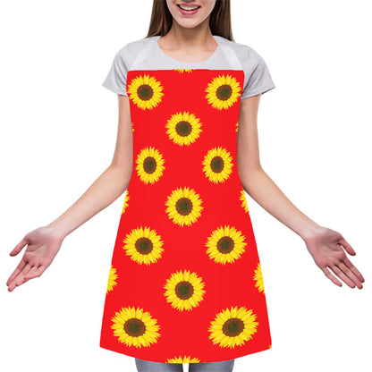 Red Sunflower Pattern Print Adjustable Apron