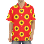 Red Sunflower Pattern Print Aloha Shirt
