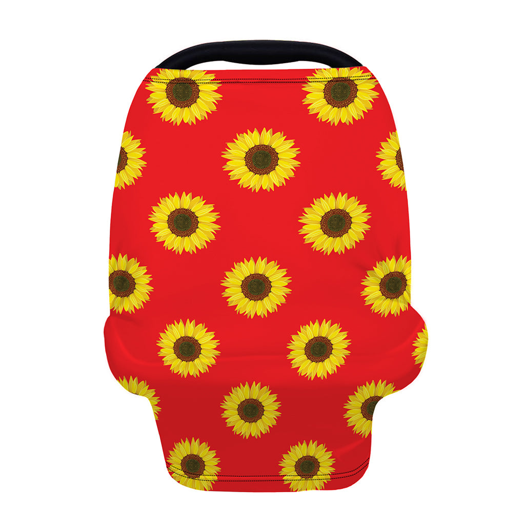 Red Sunflower Pattern Print Baby Seat Cover
