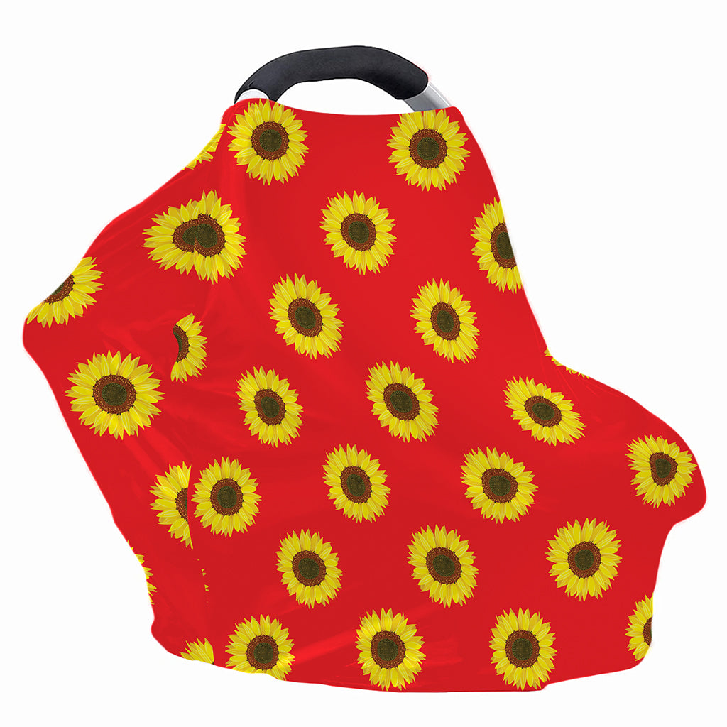Red Sunflower Pattern Print Baby Seat Cover