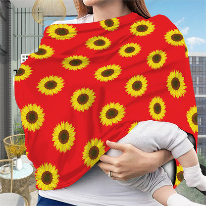 Red Sunflower Pattern Print Baby Seat Cover
