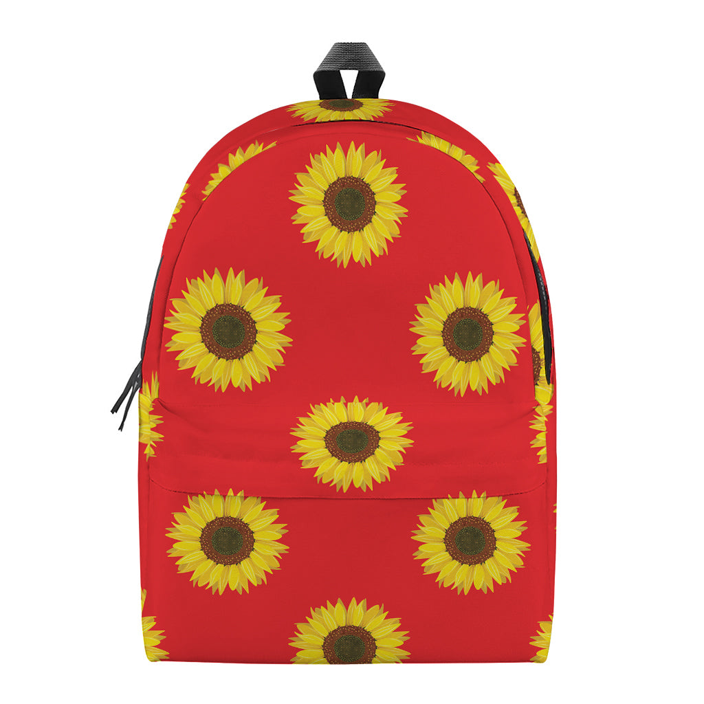 Red Sunflower Pattern Print Backpack