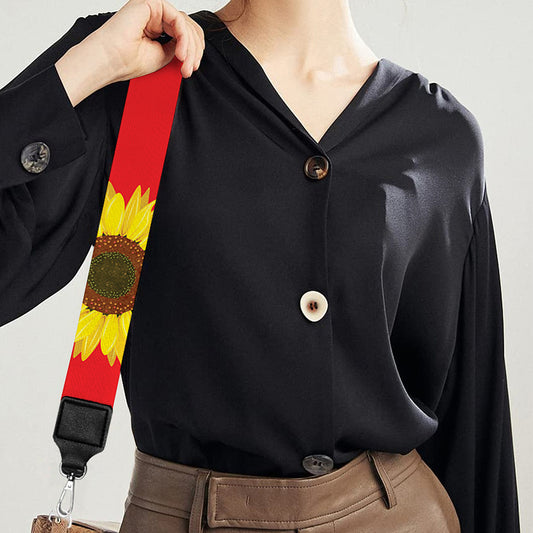 Red Sunflower Pattern Print Bag Strap