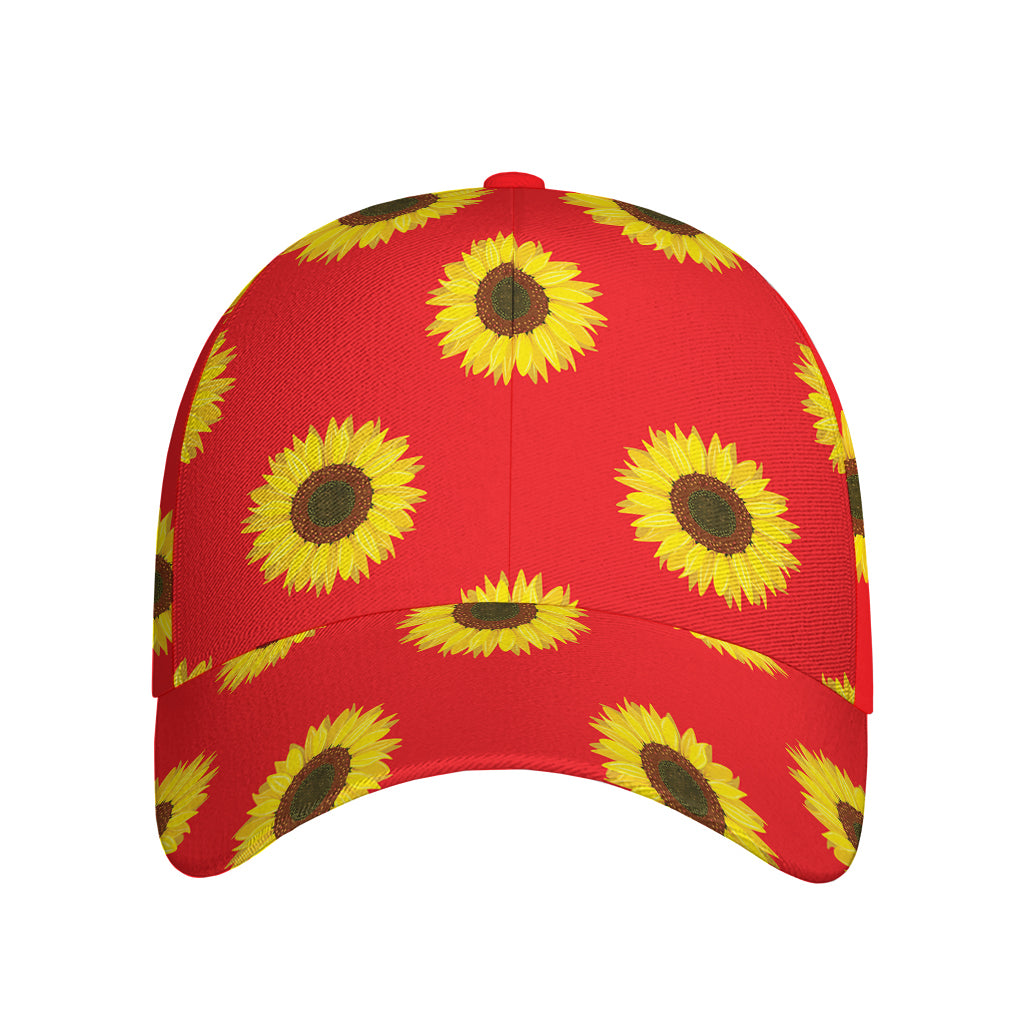 Red Sunflower Pattern Print Baseball Cap
