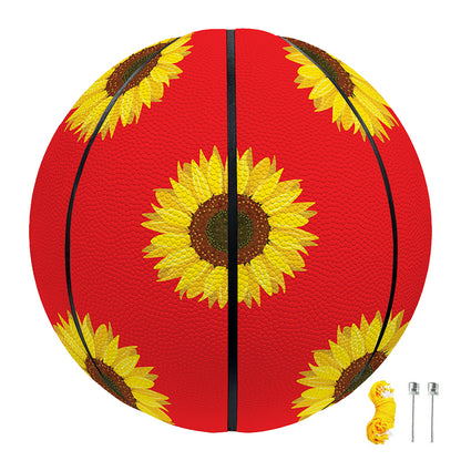 Red Sunflower Pattern Print Basketball