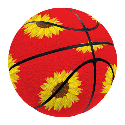 Red Sunflower Pattern Print Basketball